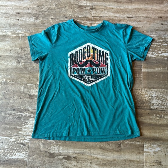 Leroy Gibbons x Rock&Roll Denim Teal Rodeo Time Graphic T-Shirt XL - Picture 1 of 6